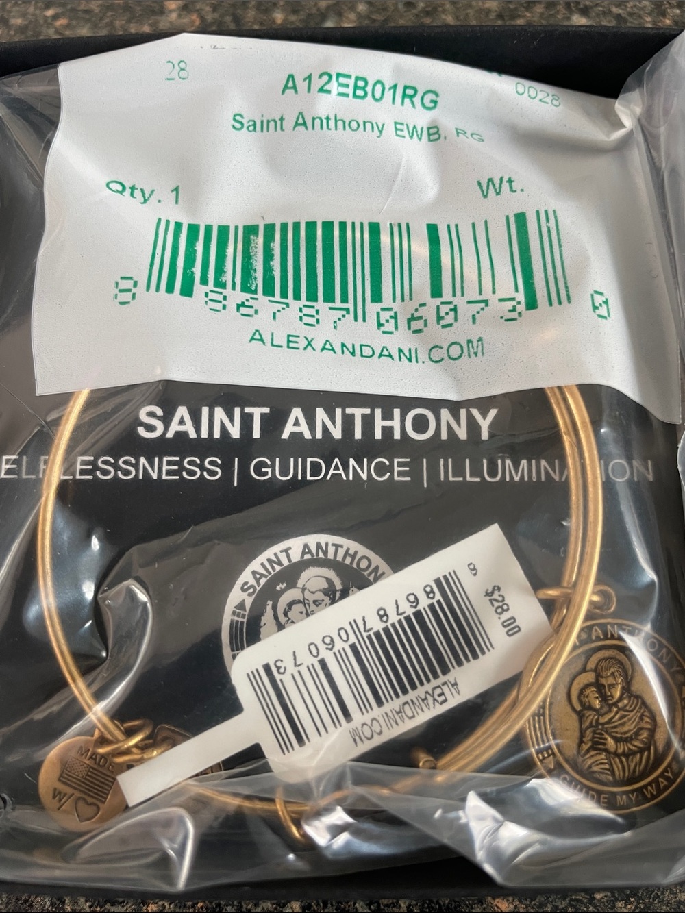 Alex and Ani Saint Anthony Gold Charm Bangle